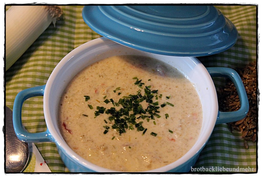 Lauch-Rahm-Suppe mit Grünkern - Brotbackliebe ... und mehr Lauch-Rahm-Suppe mit Grünkern - Brotbackliebe ... und mehr