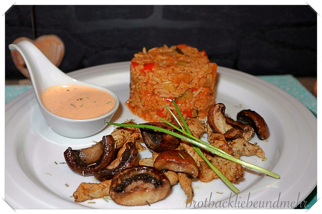 Reispfanne mit Champignons und Steakstreifen - Brotbackliebe ... und mehr