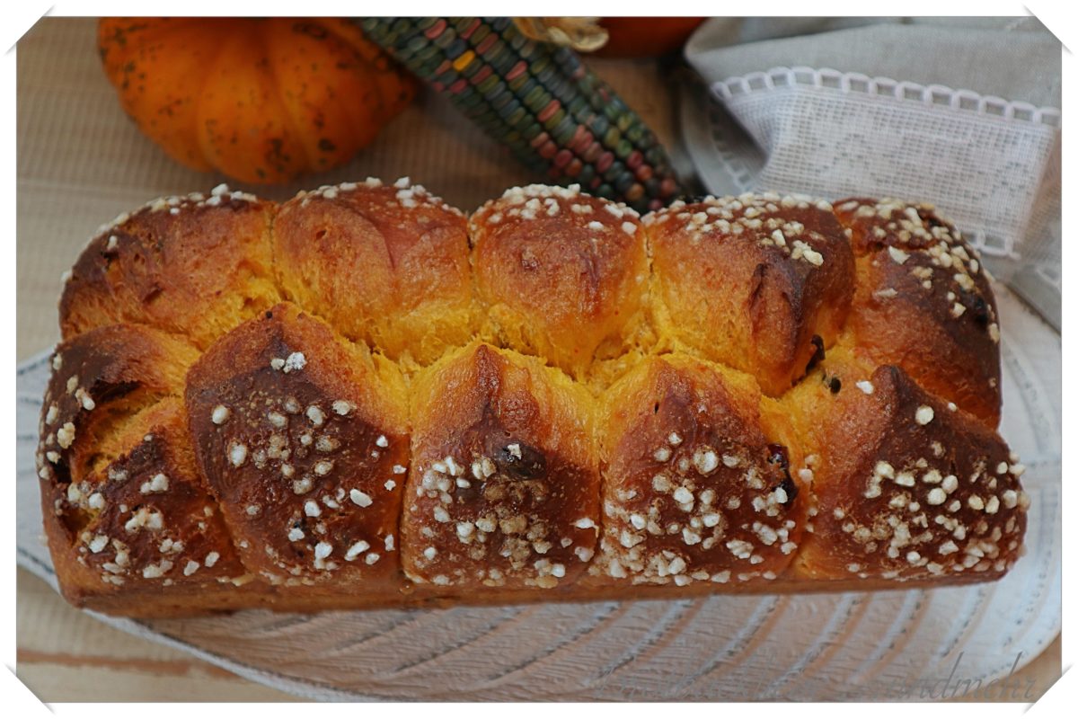 Kürbis-Brioche mit Cranberries und Pistazien - Brotbackliebe ... und mehr