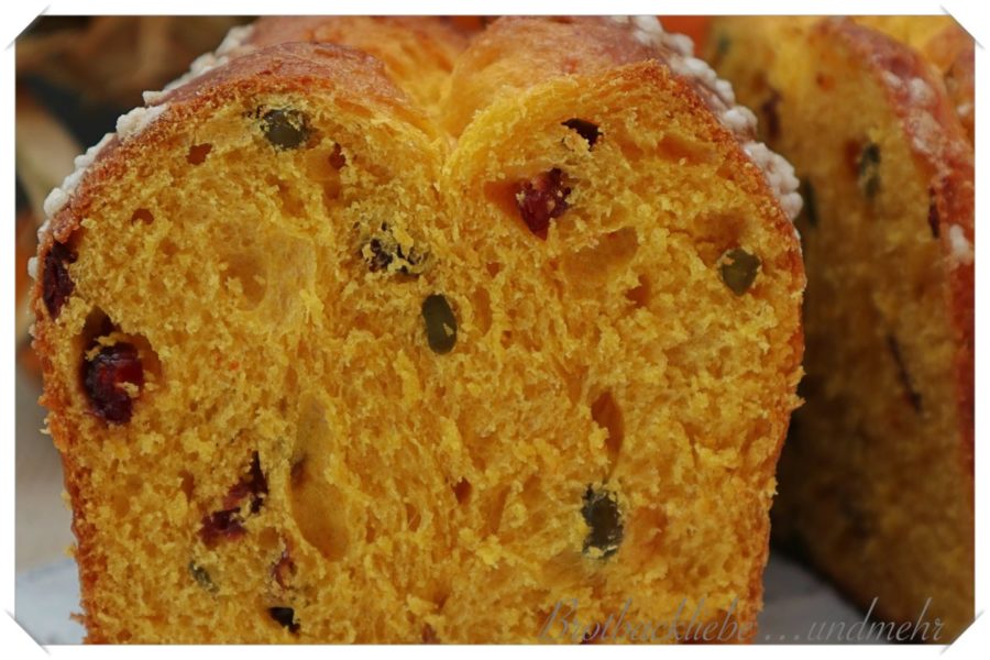 Kürbis-Brioche mit Cranberries und Pistazien - Brotbackliebe ... und mehr