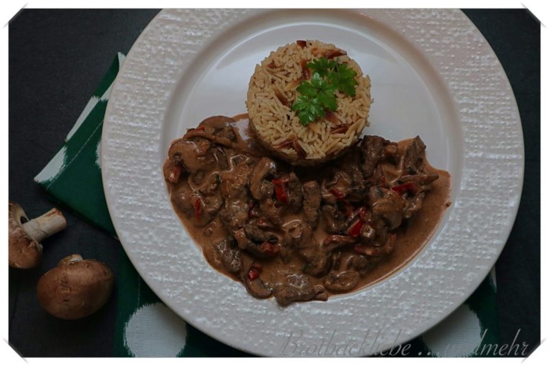 Rindergeschnetzeltes mit Pilzen in Rotwein-Marsala-Sahne-Sößchen ...